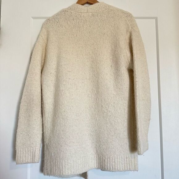 H&M Neutral Cream Baggy Relaxed Cozy Oversized Open Front Cardigan Sweater - Picture 2 of 6